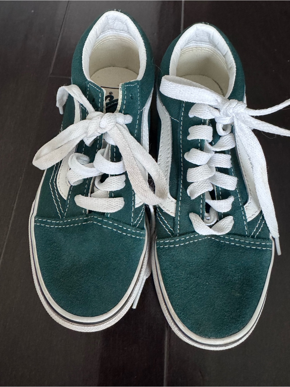 Vans Kids Teal Green and White Skate Sneakers